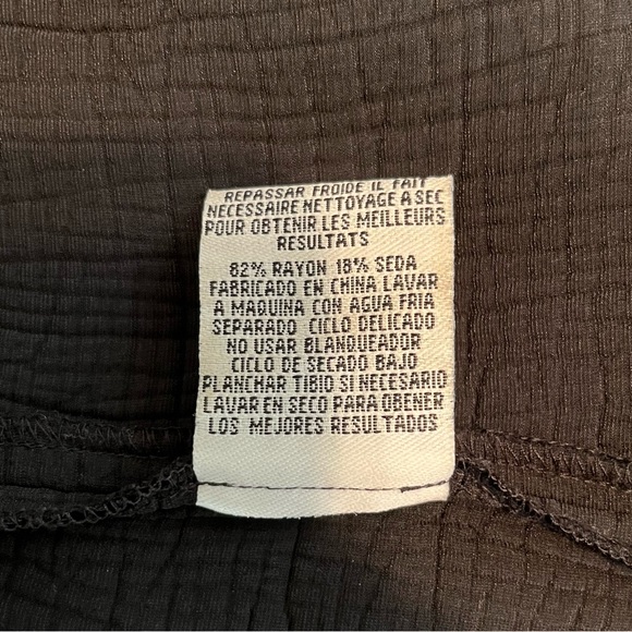 Eileen Fisher Jacket Black Long Open Front Crinkle Texture Silk Blend Sz M EUC - Picture 10 of 10